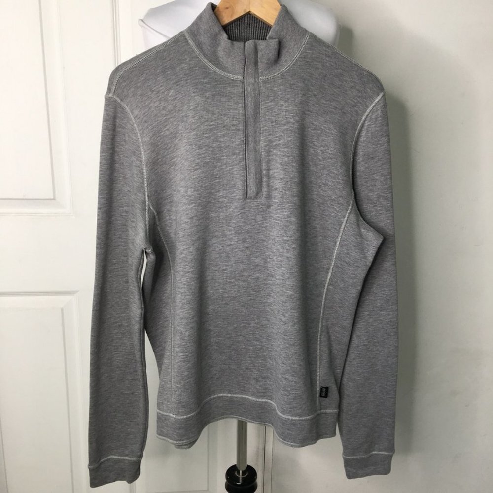Hugo Boss Men's Gray 1/2 Zip Up Pullover Sweater Top Size Large Cotton Blend